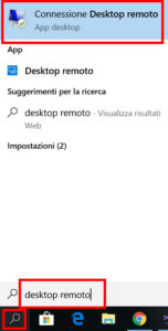 Apri programma desktop remoto windows 10