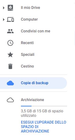 Apri copie di backup su Google Drive