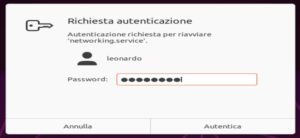 Inserimento password su Unity Ubuntu